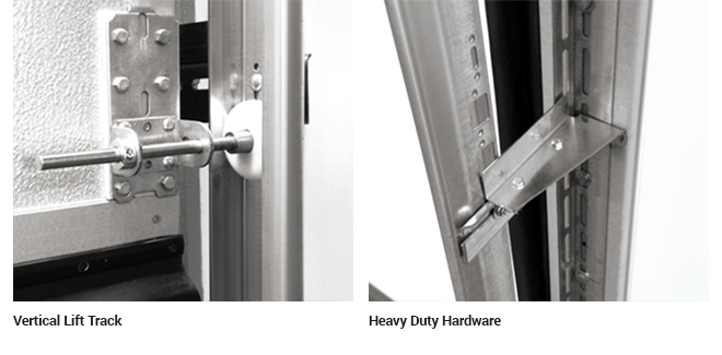 vertical lift track and heavy duty hardware features